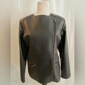 VG World Collection Biker Jacket Men’s Small Black Long Sleeve Italy Made READ*
